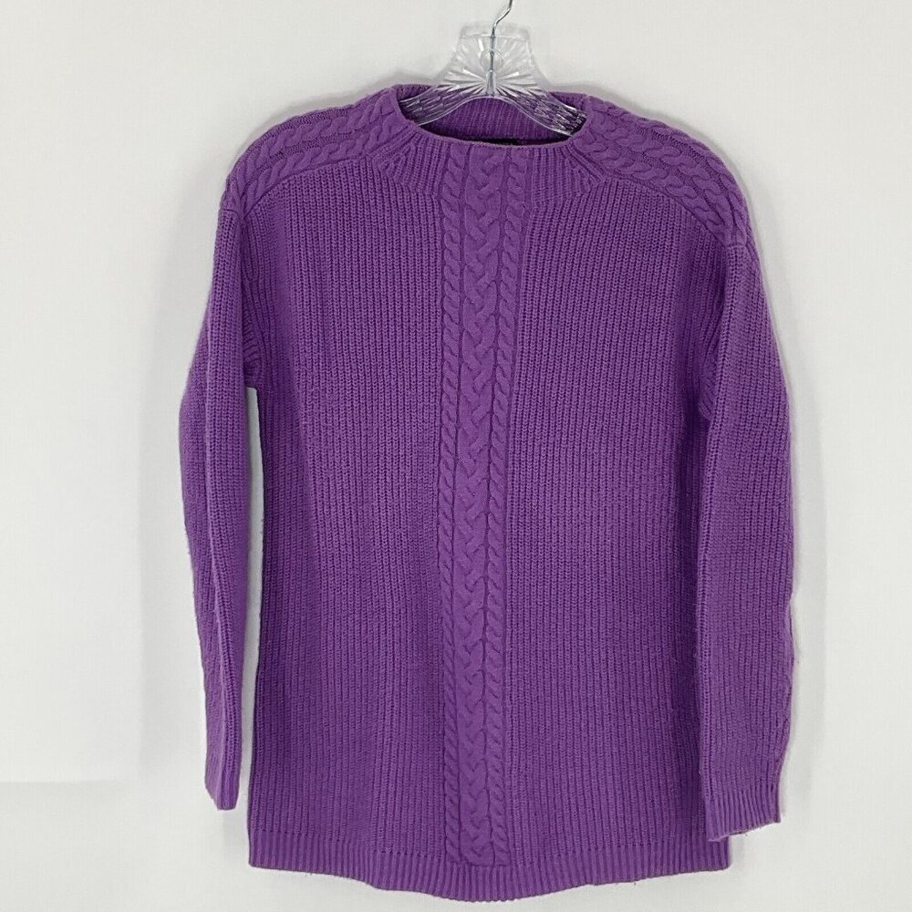 Talbots Sweater Women S Petite Purple‎ Lamb's Wool Blend High Neck Knit Pullover